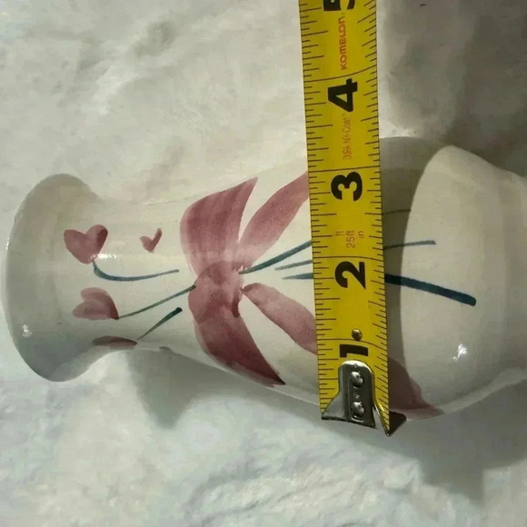 VTG Ceramic Pottery Flowers & Hearts Country Vase Cottagecore Glazed Grannycore - Picture 12 of 13